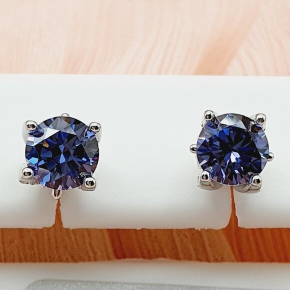Birthstone S925 Sterling Silver CZ Stud Earrings for Women/Girl, US1925… - Picture 2 of 12